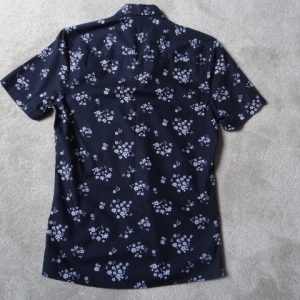 Men's Patterned Navy Short Sleeve Shirt, slim fit, XS