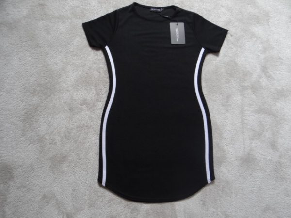 Women's Black Sport Striped Bodycon Dress size 14