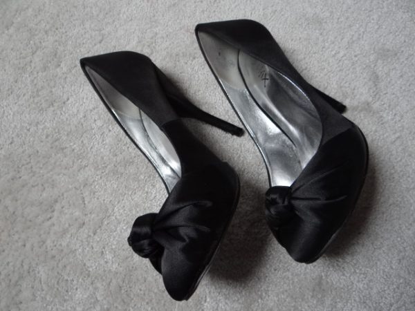 Women's Black Satin Stiletto Heels size 4