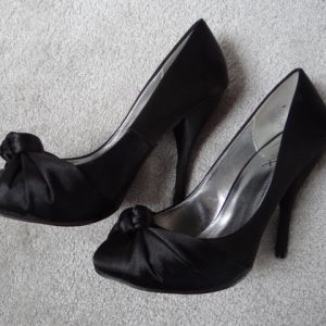 Women's Black Satin Stiletto Heels size 4