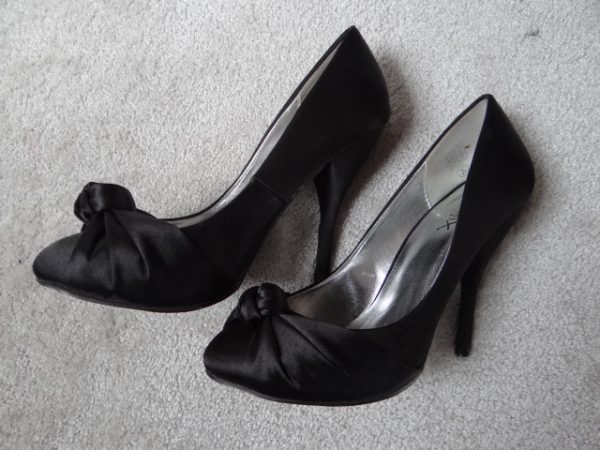 Women's Black Satin Stiletto Heels size 4