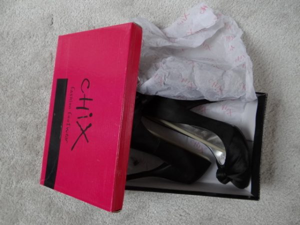 Women's Black Satin Stiletto Heels size 4