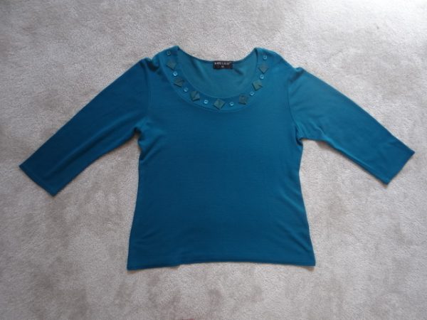 Women's Turquoise Green Jersey Top size 14