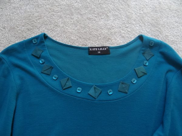 Women's Turquoise Green Jersey Top size 14