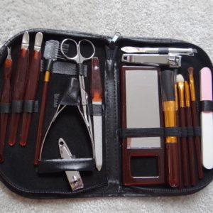 Cosmetic and Manicure / Pedicure set in zipped black case