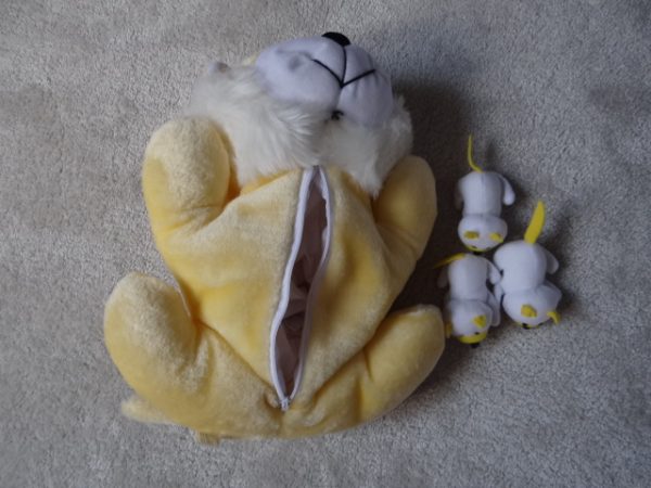 Soft Toy Pyjama case, Yellow Cat with 3 kittens