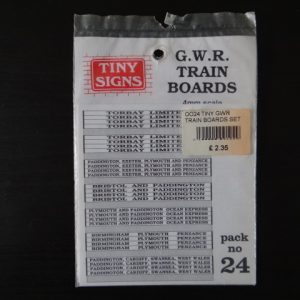 GWR Train Boards 4mm Scale Tiny Signs pack No. 24