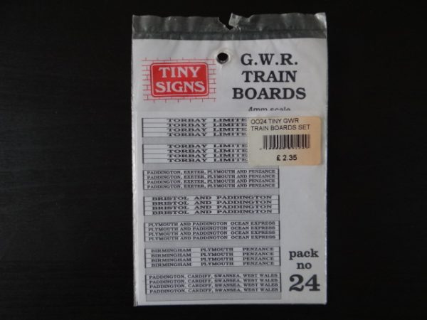 GWR Train Boards 4mm Scale Tiny Signs pack No. 24