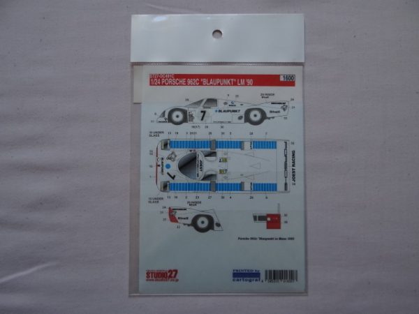 Studio 27 Porsche 962C Blaupunkt LM 1990 - Decalset ST27-DC491C 1/24 scale