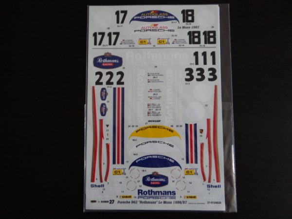 Studio 27 Porsche 962C Rothmans Le Mans 1986/87 Decal Set