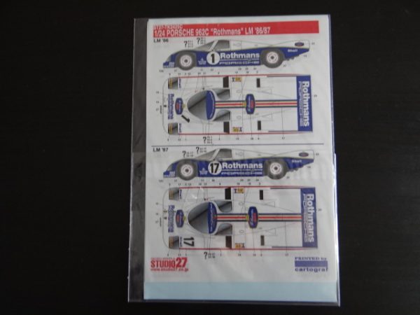 Studio 27 Porsche 962C Rothmans Le Mans 1986/87 Decal Set