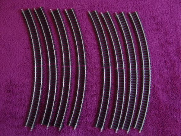 Track x 8 - R607 Hornby OO Gauge Double Curve 2nd Radius - Made in China